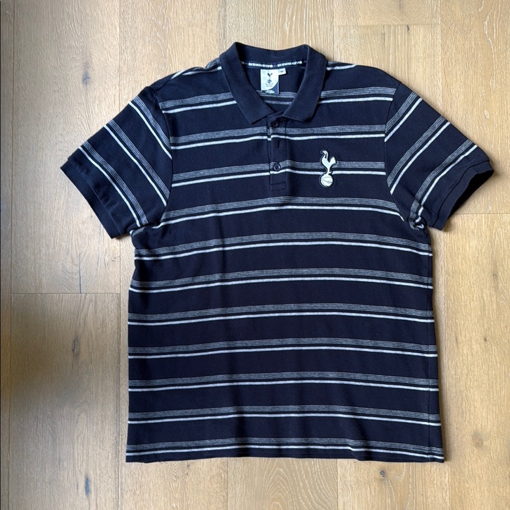 Tottenham Hotspur Black and Gray Striped Polo Shirt